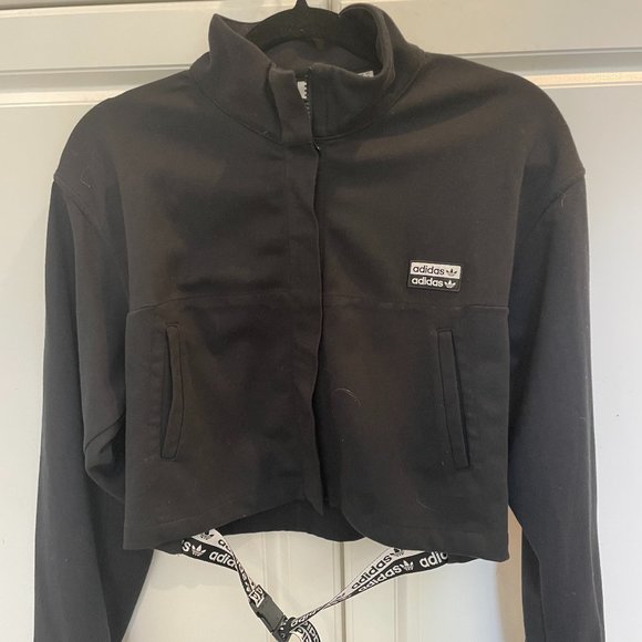 Adidas Cropped Black Zip Up - Picture 1 of 2